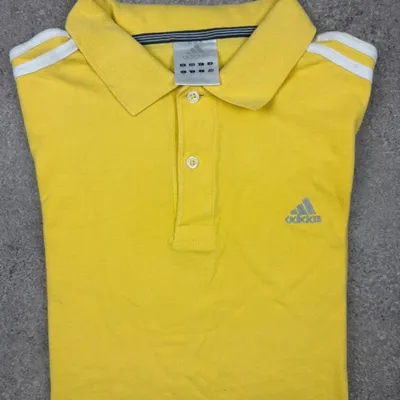 Polo Adidas jaune logo brodé 3 bandes sport taille M